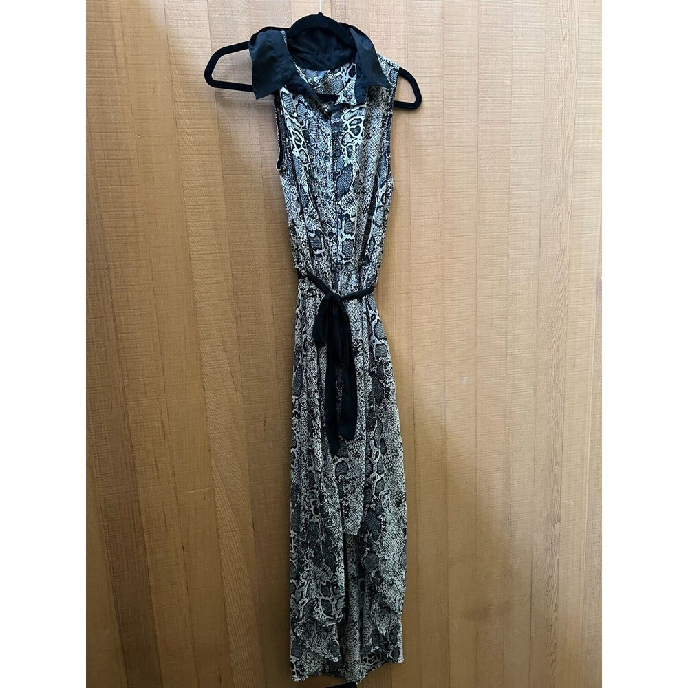 Fun & Flirt Womens 1x black Animal Print Midi Tiered Dress Plus flowy maxi 1533